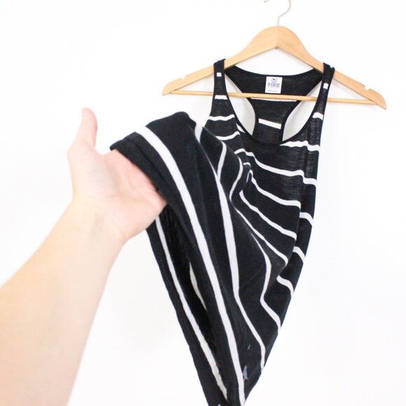 *Pink Black and White Racer Back Stripped Tank Top - Picture 5 of 6